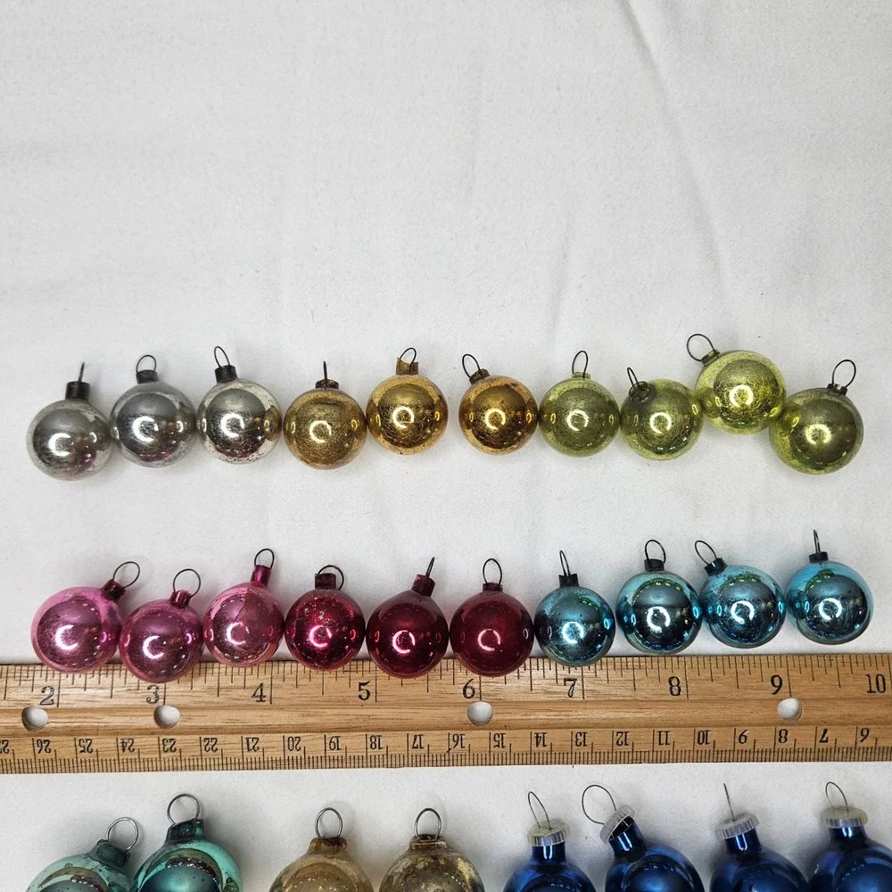 Vtg Miniature Christmas Ornaments Lot 39pc Glass & Plastic Multi Color 0.5-1